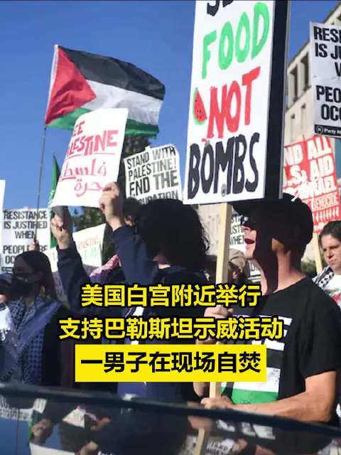 美国白宫附近举行支持巴勒斯坦示威活动 一男子在现场自焚