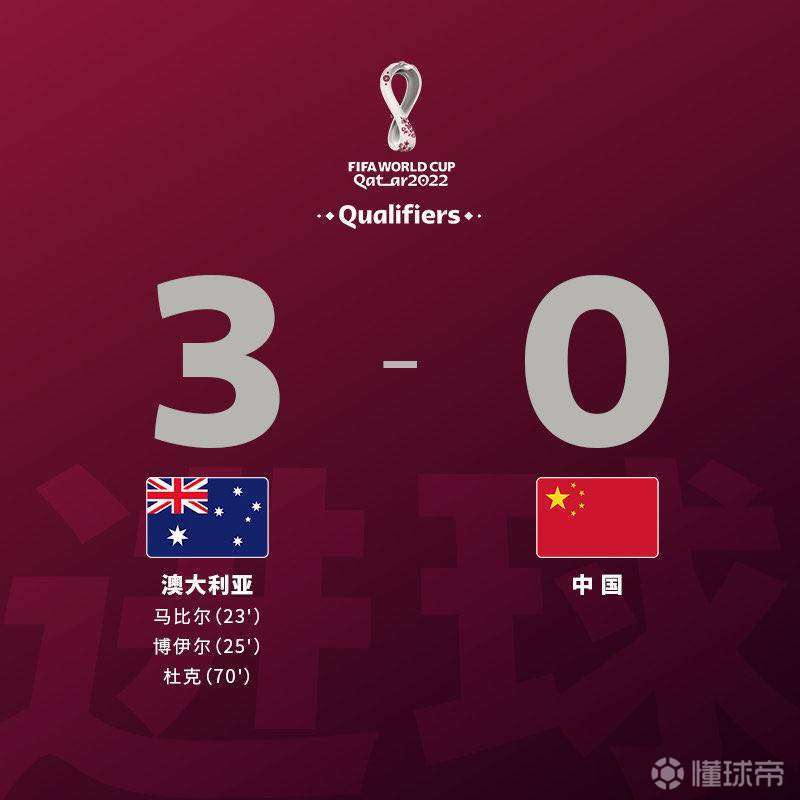 国足悲情逆转再受挫惨遭澳大利亚1比3击败三连败垫底小组出线无望