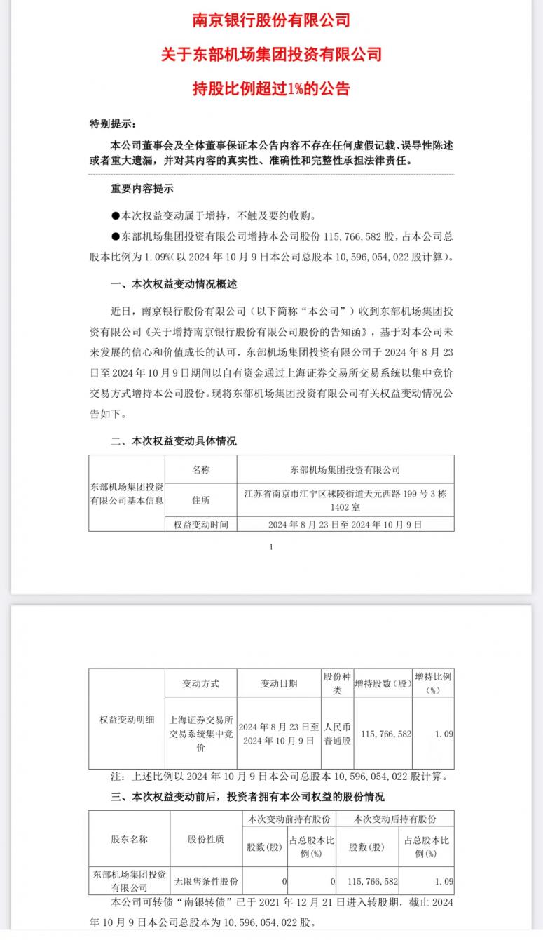 南京银行迎来大股东增持与国资入股双重利好未来发展前景更为广阔
